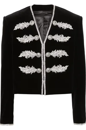 Balmain Crystal-embellished velvet jacket