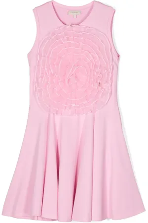 Twin-Set Floral-appliqué flared dress