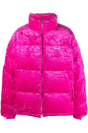 Vetements Logo-patch velour down puffer jacket