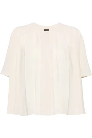 Joseph Bouloi collarless pleated blouse