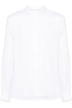 Brunello Cucinelli Band-collar hemp shirt