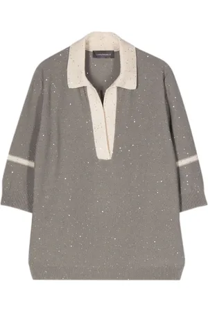 LORENA ANTONIAZZI Sequin-embellished knitted top
