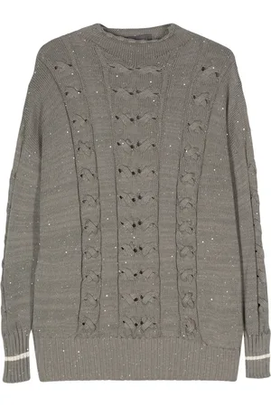 LORENA ANTONIAZZI Sequin-embellished cable-knit jumper