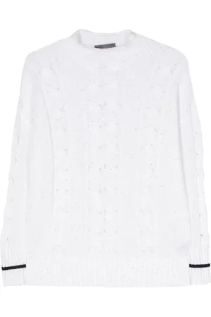 LORENA ANTONIAZZI Sequin-embellished cable-knit jumper