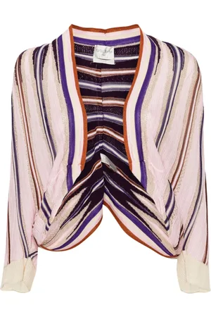 FORTE FORTE Striped batwing-sleeve cardigan