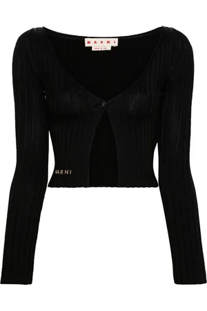 Marni Intarsia-logo cropped cardigan