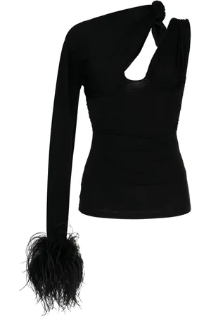 RACHEL GILBERT Tanner fur-detail asymmetric blouse
