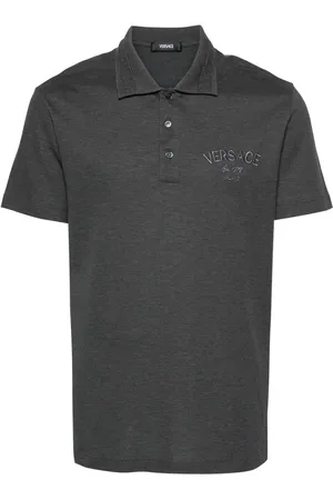 VERSACE Logo-embroidered cotton polo shirt