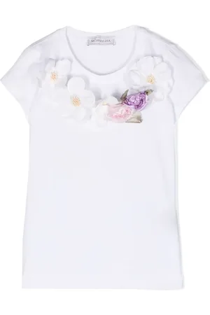 MONNALISA Floral-appliqué short-sleeve T-shirt
