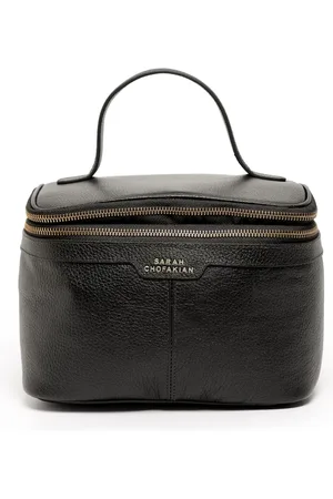 Sarah Chofakian Logo-print leather make up bag