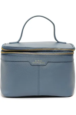 Sarah Chofakian Logo-print leather make up bag