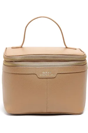 Sarah Chofakian Logo-print leather make up bag