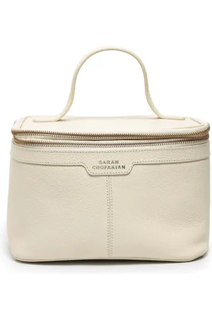 Sarah Chofakian Logo-print leather make up bag