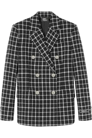 VERSACE Double-breasted tweed blazer