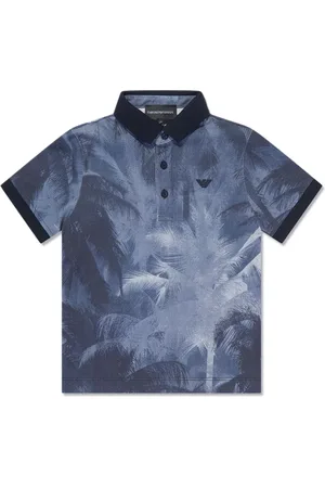Emporio Armani Palm-print cotton polo shirt