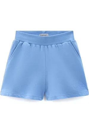 Pinko Kids logo-plaque pleat-detailing shorts - Blue