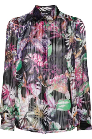 Roberto Cavalli Foliage-print metallic shirt