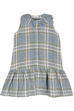 Il gufo Plaid ruffle midi dress