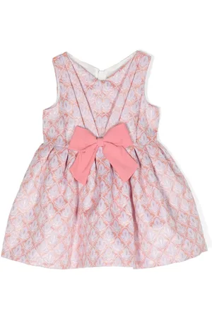 HUCKLEBONES LONDON Bow-detail patterned-jacquard midi dress
