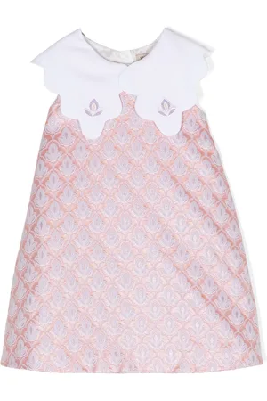 HUCKLEBONES LONDON Scallop-collar patterned-jacquard midi dress