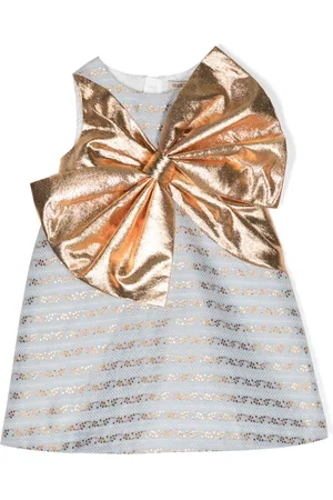 HUCKLEBONES LONDON Bow-detail lamé-effect midi dress