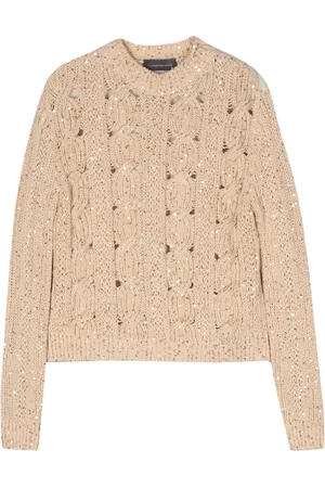LORENA ANTONIAZZI Sequin-embellished cable-knit jumper