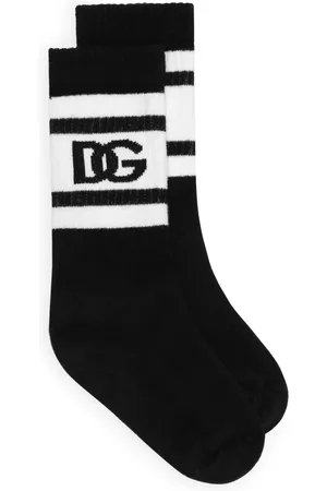 Dolce & Gabbana Logo-intarsia ribbed stretch-cotton socks