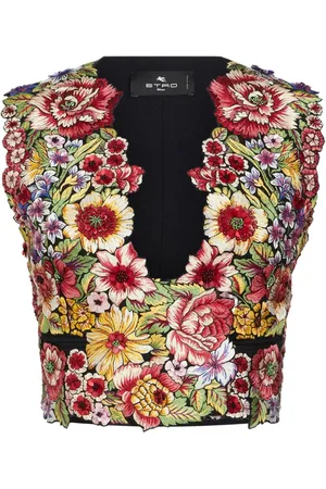 Etro Floral-appliqu?? cropped top