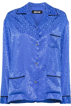 Roberto Cavalli Logo snake-jacquard shirt