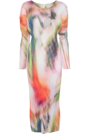 PLEATS PLEASE ISSEY MIYAKE Watercolour plissé midi dress