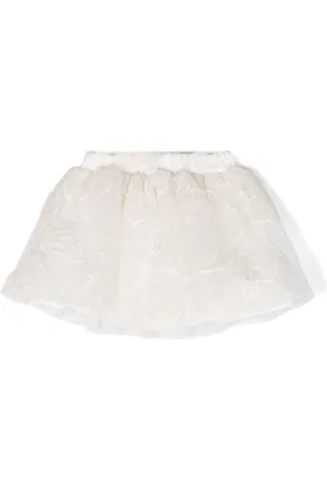 Simonetta floral-embroidered tutu skirt - White