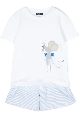 Il gufo Graphic-print cotton shorts set