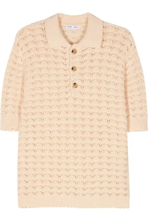 CMMN SWDN Crochet-knit cotton polo shirt