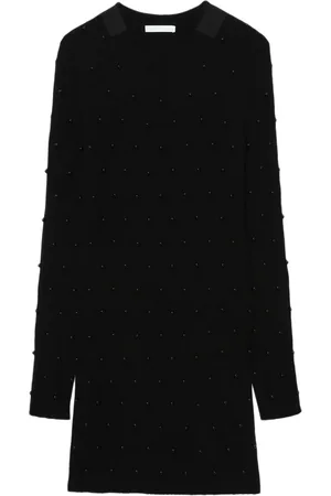 Helmut Lang Bead-embellished ribbed-knit dress