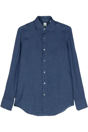 Finamore Spread-collar linen shirt