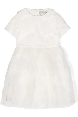 Simonetta Floral-embroidered tulle dress
