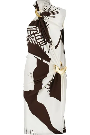 Salvatore Ferragamo Abstract-print gathered jersey dress