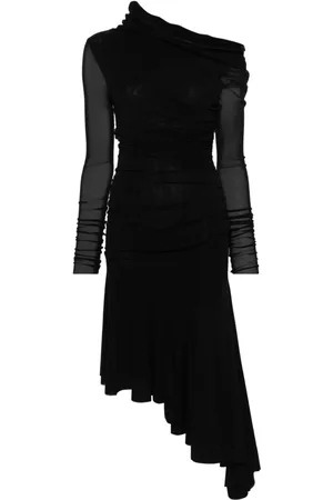 Serafini Asymmetric mesh midi dress