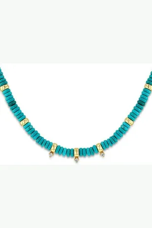 Zo Chicco 14kt yellow gold Rondelle bead turquoise necklace