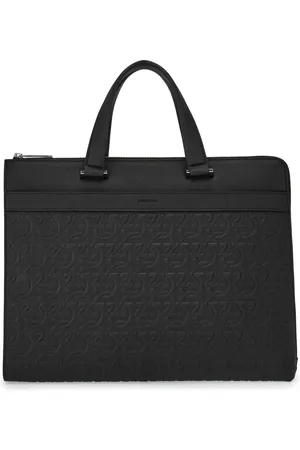 Salvatore Ferragamo Gancini embossed-leather briefcase