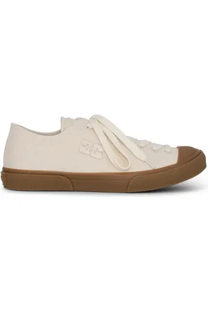 Ganni Logo-embroidered organic cotton sneakers