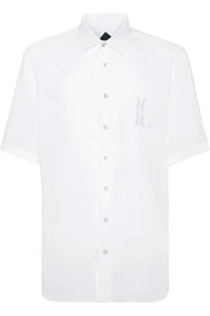 BILLIONAIRE Logo-embroidered linen shirt