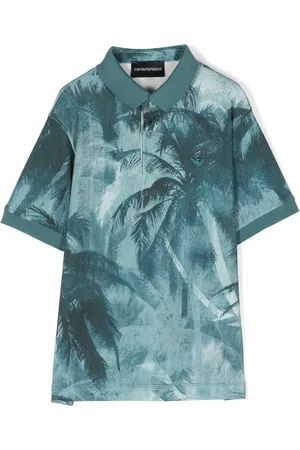 Emporio Armani Palm tree-print cotton polo shirt