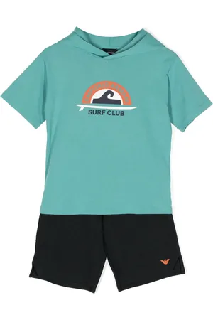 Emporio Armani Surf-print cotton tracksuit set