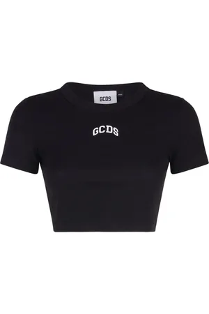 GCDS Logo-embroidered cropped T-shirt