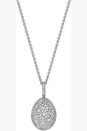Faberge 18kt white gold Emotion Egg diamond necklace