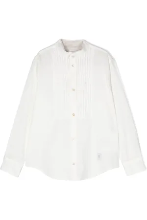 ELEVENTY Linen sheer plissé shirt