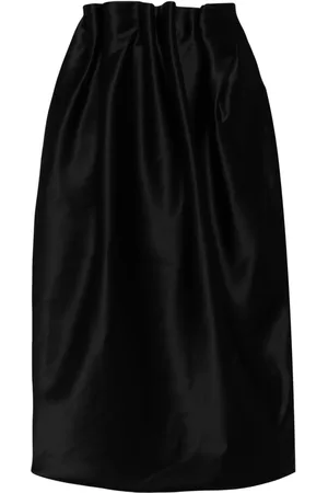 Simone Rocha Pleated satin midi skirt