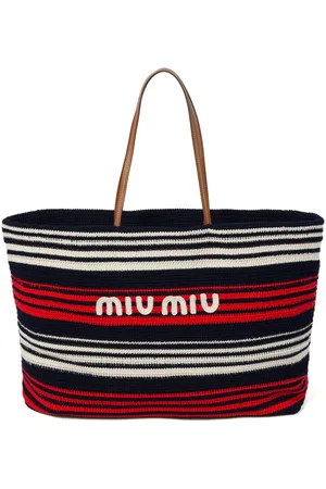 Miu Miu Striped crochet-knit tote bag