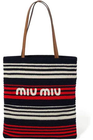 Miu Miu Striped crochet-knit tote bag